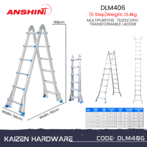 ANSHINT DLM406 (6 Step) Multipurpose Telescopic Transformable Ladder